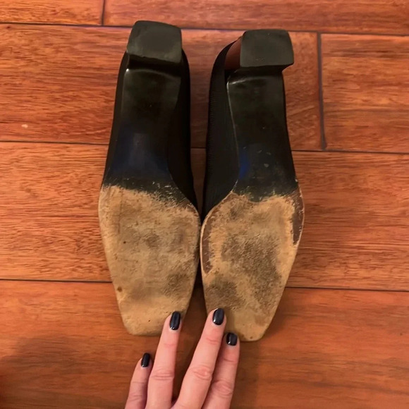 Vintage Stuart Weitzman Black Sq Toe Block Heel Pump Size 7 - Picture 8 of 15